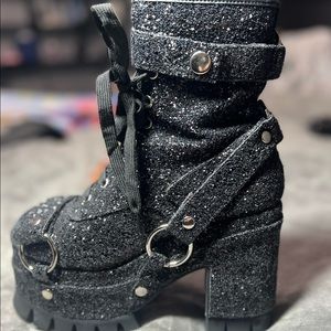ClubX Black Glitter Boots